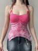 EMMIOL Blumendruck Retro Perlen Unregelmäßig Hot Girl Neckholder Träger Weste