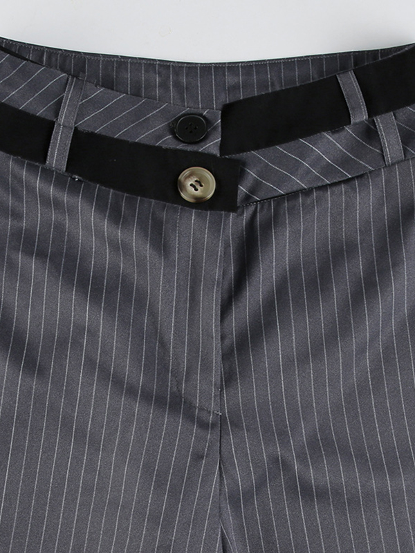 EMMIOL Gestreifte, kontrastfarbene, drapierte Anzughose mit stylischem Bund und lässiger langer Hose