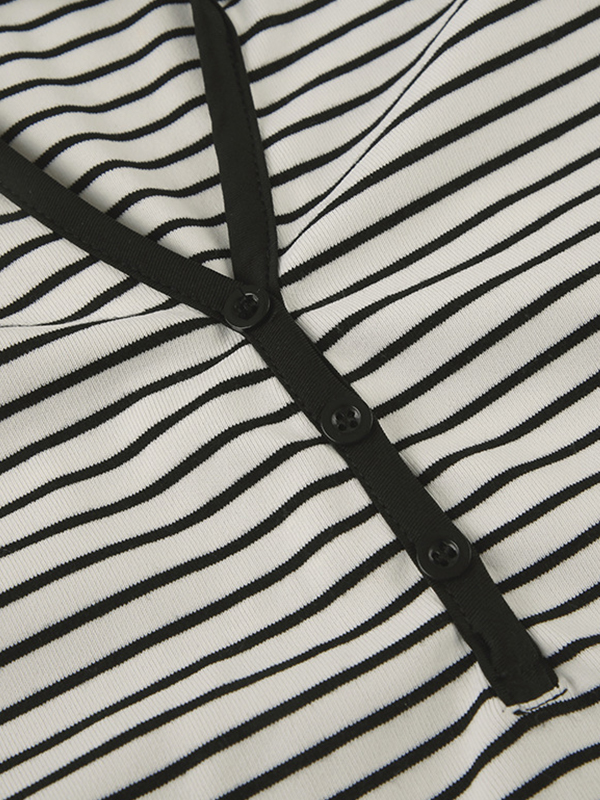 EMMIOL Maglia a maniche lunghe con cappuccio e righe, vestibilità ampia