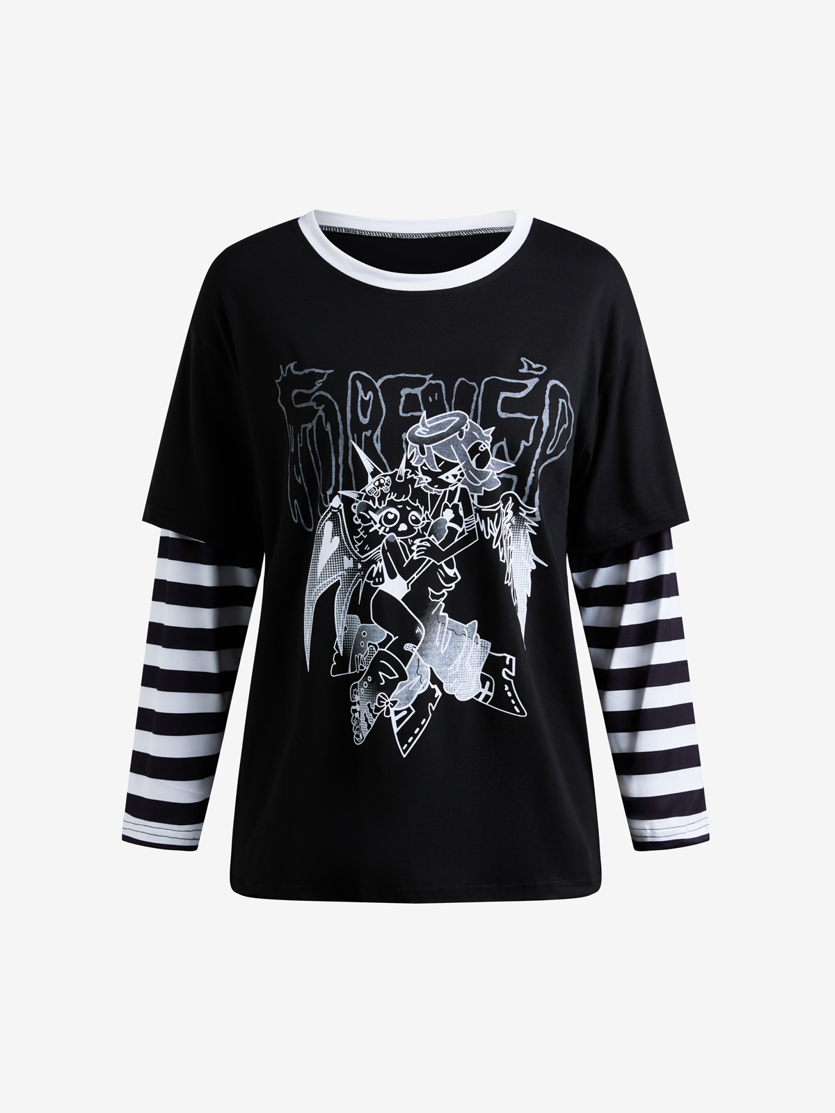 EMMIOL Sweet And Cool Subculture Faux Zweiteiler Langarm