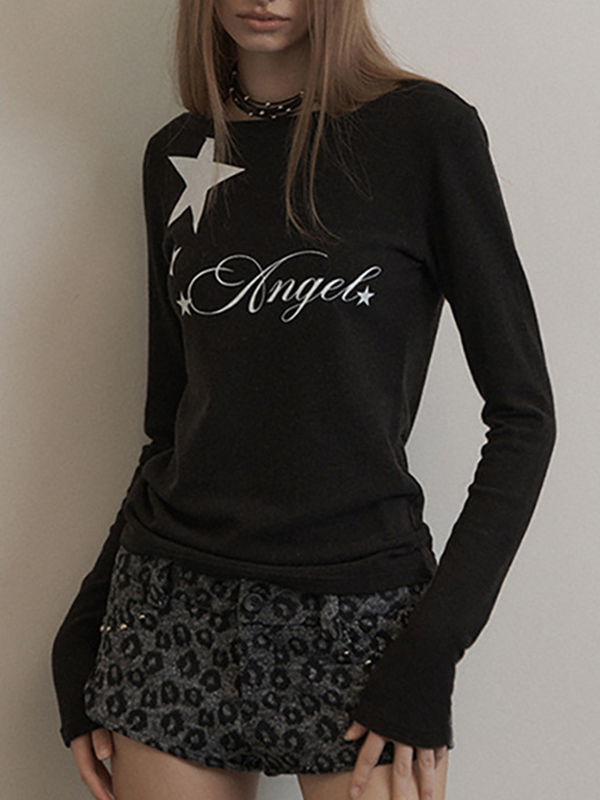 EMMIOL Fashionable Letter Print Long Sleeve