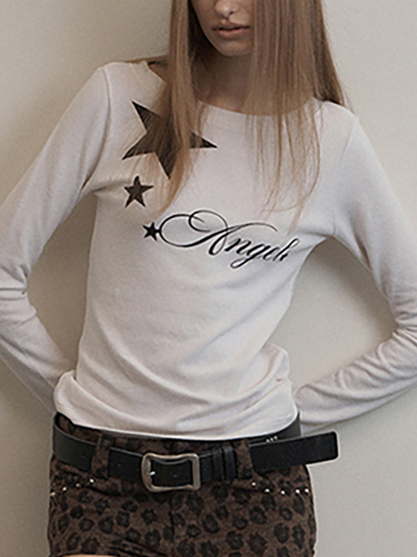 EMMIOL Fashionable Letter Print Long Sleeve