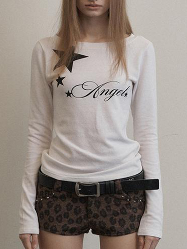 EMMIOL Fashionable Letter Print Long Sleeve