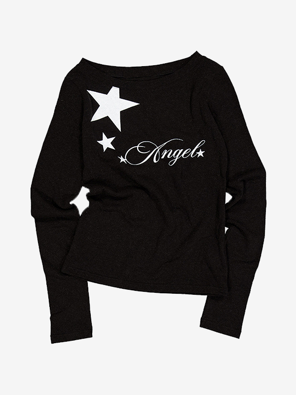 EMMIOL Fashionable Letter Print Long Sleeve