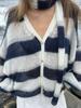 EMMIOL Cardigan con sciarpa a righe