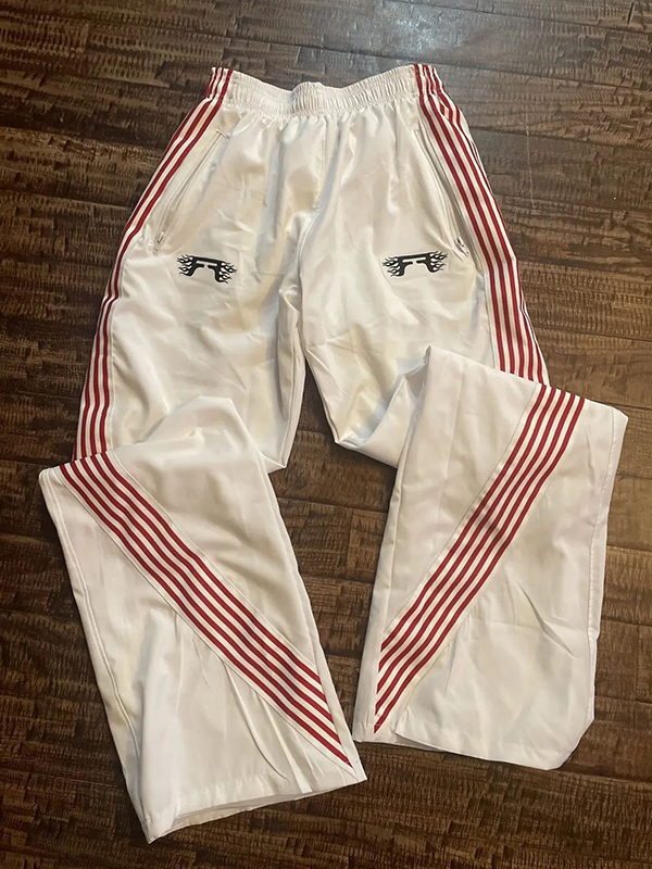 EMMIOL Lässige, gestreifte Hose mit weitem Bein im Retro-Stil