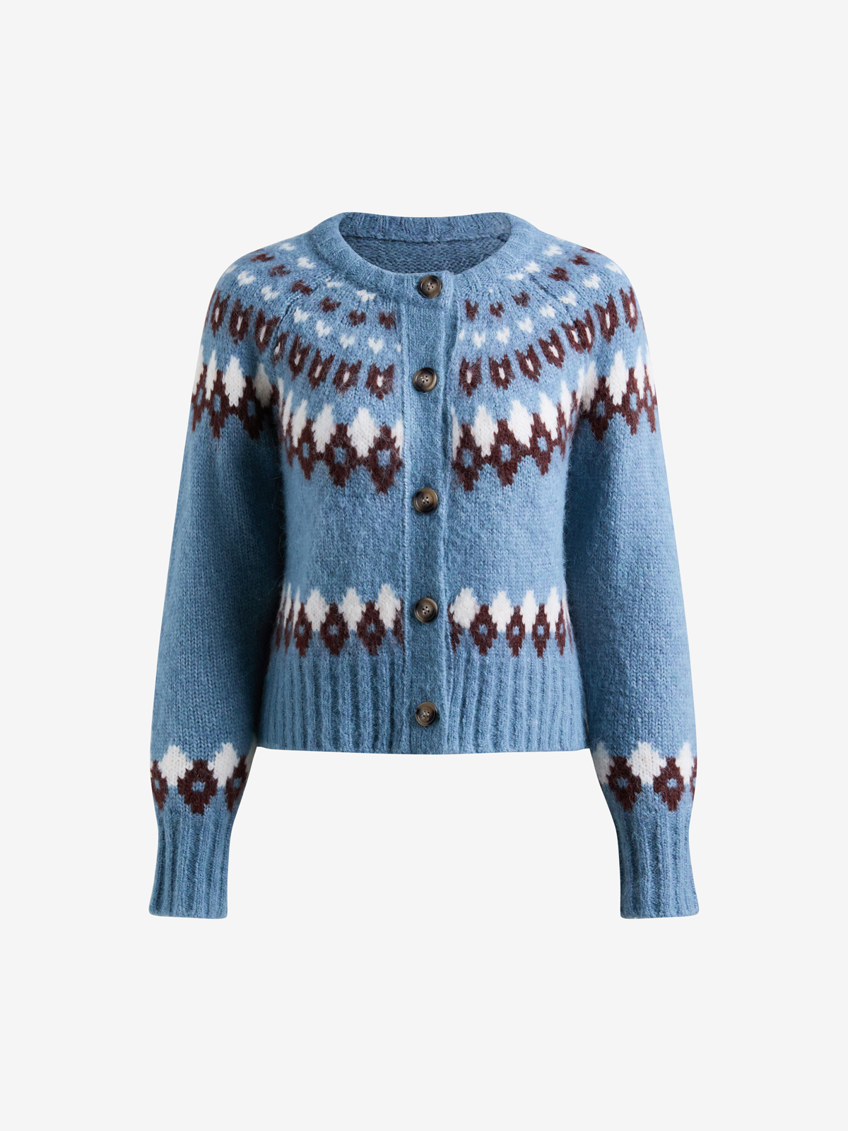 EMMIOL Cardigan pullover ampio con motivo Fair Isle