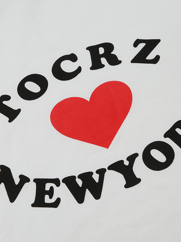 EMMIOL New York Letter Print Round Neck Short Sleeve