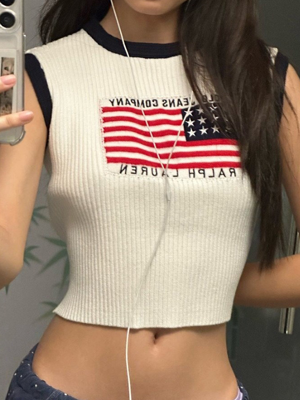 EMMIOL National Flag Sleeveless Knit Short Sleeve