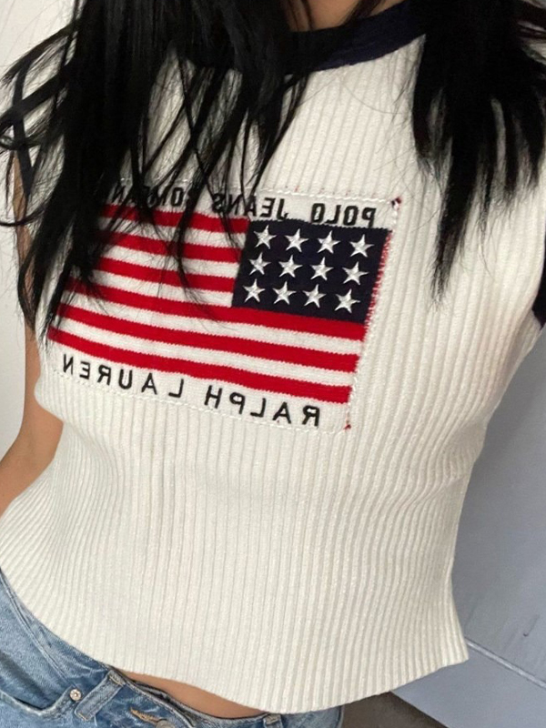 EMMIOL National Flag Sleeveless Knit Short Sleeve