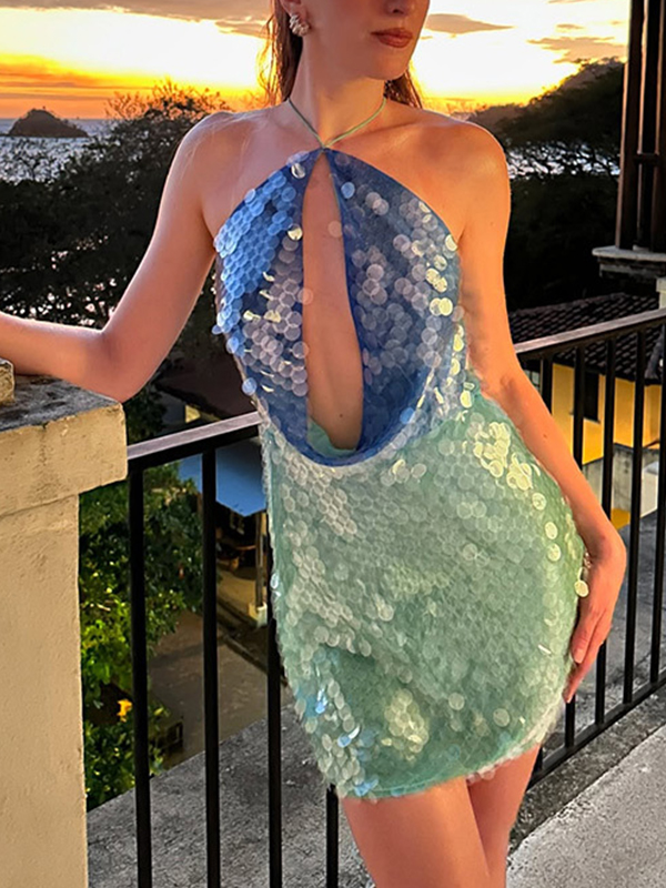EMMIOL Elegantes mehrfarbiges Minikleid