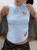 EMMIOL Heart-Shaped Openwork Irregular Pleated Tank Top