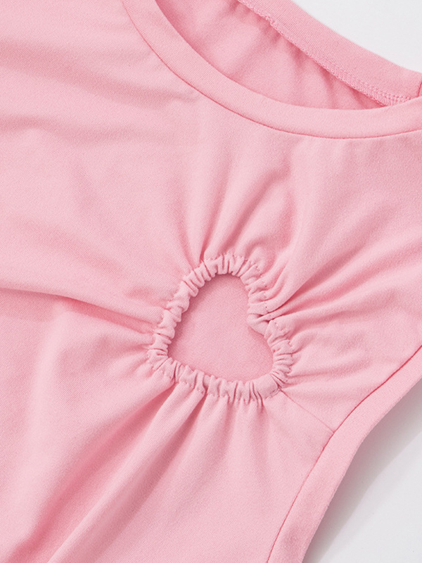 EMMIOL Heart-Shaped Openwork Irregular Pleated Tank Top