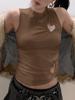 EMMIOL Heart-Shaped Openwork Irregular Pleated Tank Top