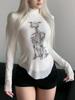 EMMIOL Langarmshirt mit Mesh-Einsätzen und Totenkopf-Print