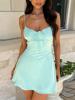 EMMIOL Sexy Sommerkleid mit Riemchendesign und Fischgrätenmuster, Minikleid
