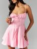 EMMIOL Sexy Sommerkleid mit Riemchendesign und Fischgrätenmuster, Minikleid