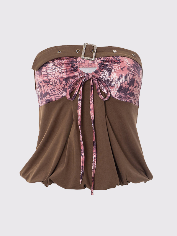 EMMIOL Hot Girl Style Drill Buckle Trägerloses Bandeau-Top