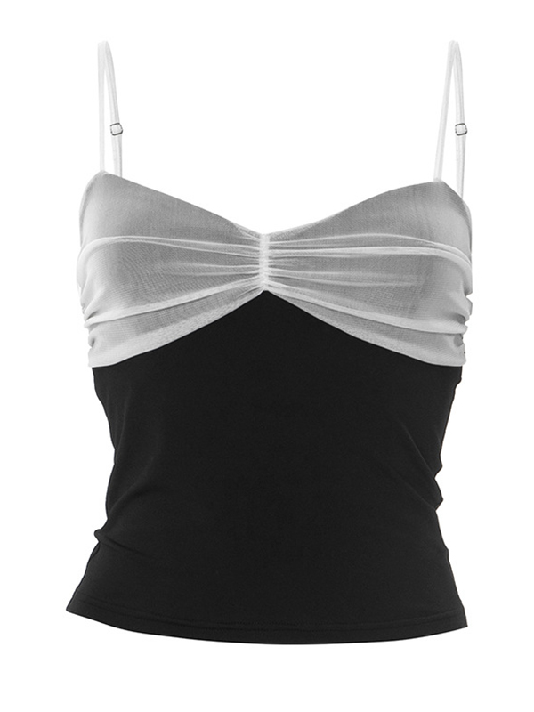 EMMIOL Trägerloses Cami-Top mit Mesh-Einsätzen