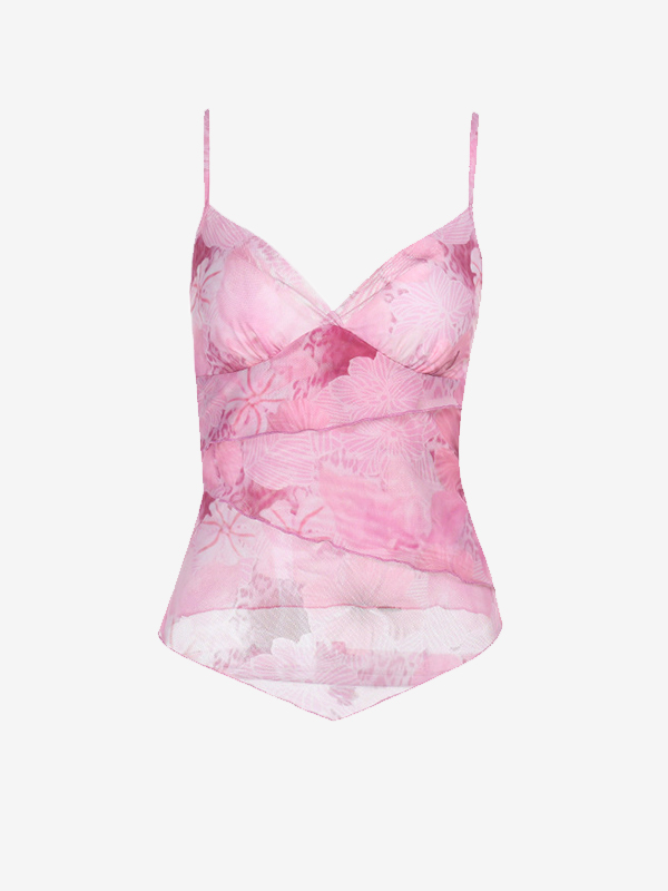 EMMIOL Neckholder-Camisole mit schmaler Passform und abstraktem Print