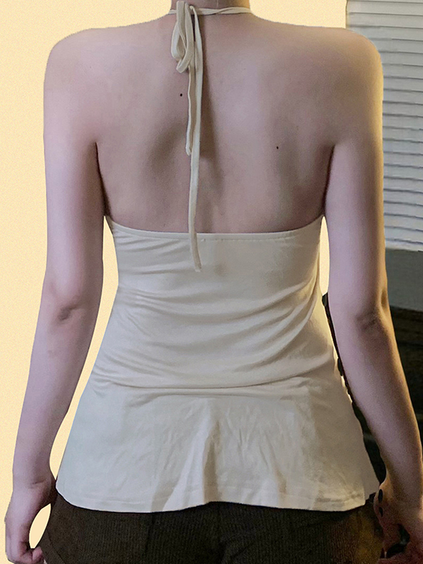 EMMIOL Retro-Style Beaded Halter Top