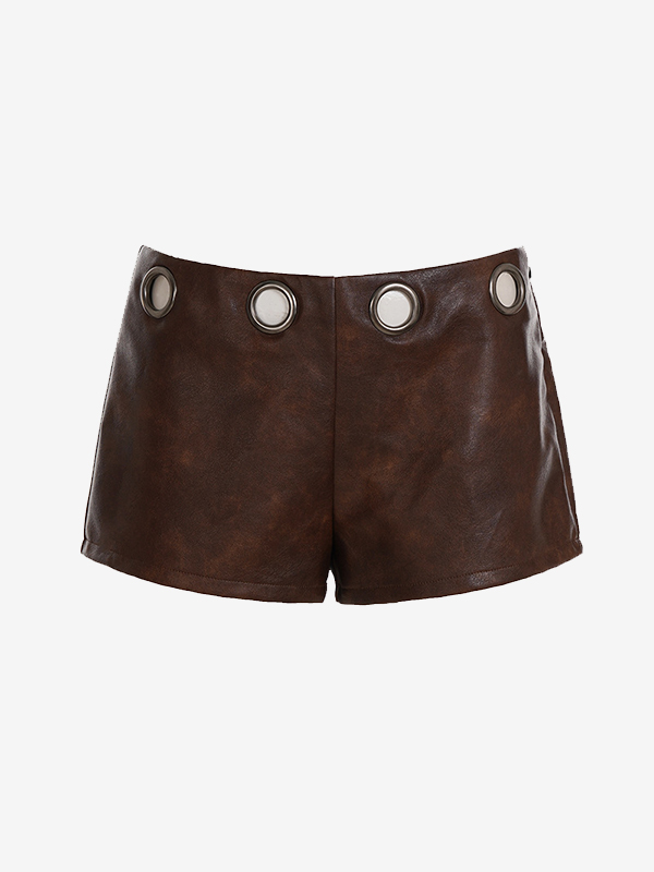 EMMIOL Pantaloncini in pelle con fori rotondi