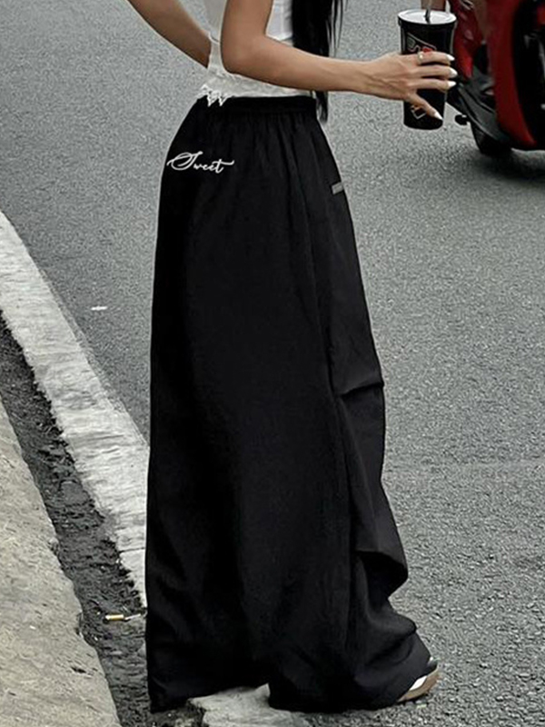 EMMIOL Lace Waistband Casual Wide Leg Pants