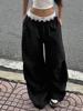 EMMIOL Lace Waistband Casual Wide Leg Pants
