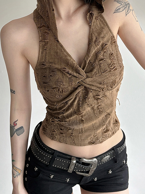 EMMIOL Cami-Top mit Löchern im Wasteland-Stil