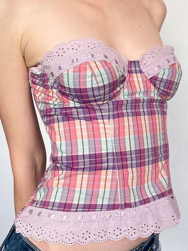 EMMIOL Top a fascia Spicy Girl a quadri