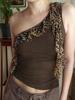 EMMIOL Gilet con stampa leopardata e canotta smerlata