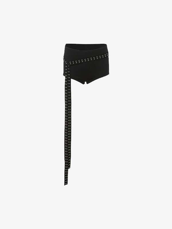 EMMIOL Pantaloncini in pelle con fori metallici