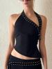 EMMIOL Eng anliegendes Cami-Top mit Metalllöchern und schrägen Schultern