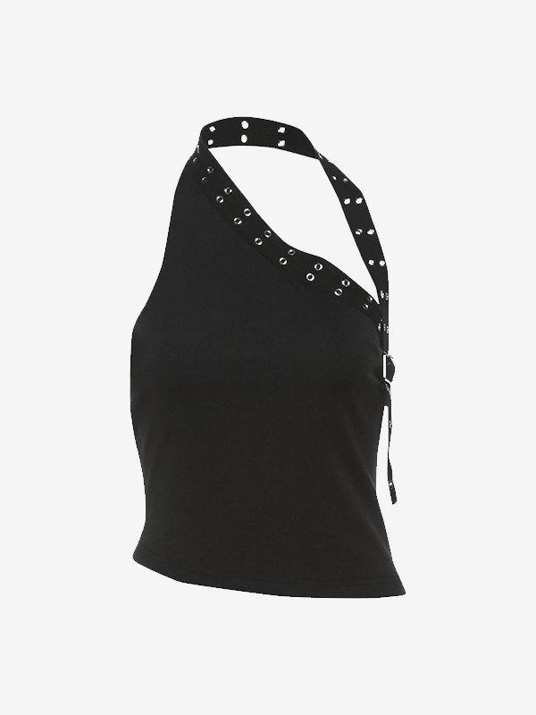 EMMIOL Eng anliegendes Cami-Top mit Metalllöchern und schrägen Schultern