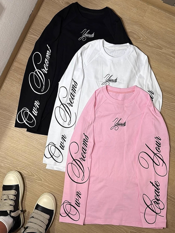 EMMIOL Handwritten Print  Oversized Long Sleeve