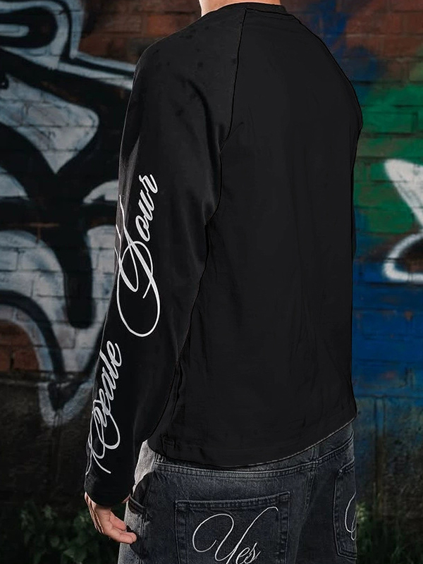 EMMIOL Handwritten Print  Oversized Long Sleeve
