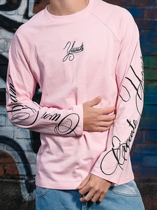 EMMIOL Handwritten Print  Oversized Long Sleeve