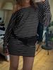 EMMIOL Striped Long-Sleeved Mini Dress