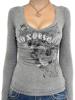 EMMIOL Retro Text Print Long Sleeve