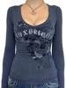 EMMIOL Retro Text Print Long Sleeve