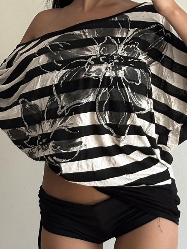 EMMIOL Retro Striped Print Long Sleeve