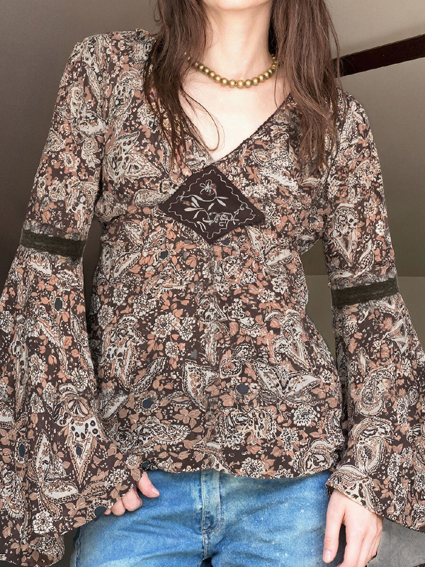 EMMIOL Ethnic Floral Print Long Sleeve