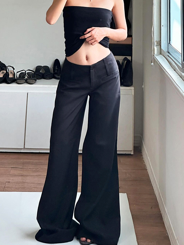 EMMIOL Pantalones anchos de traje casual
