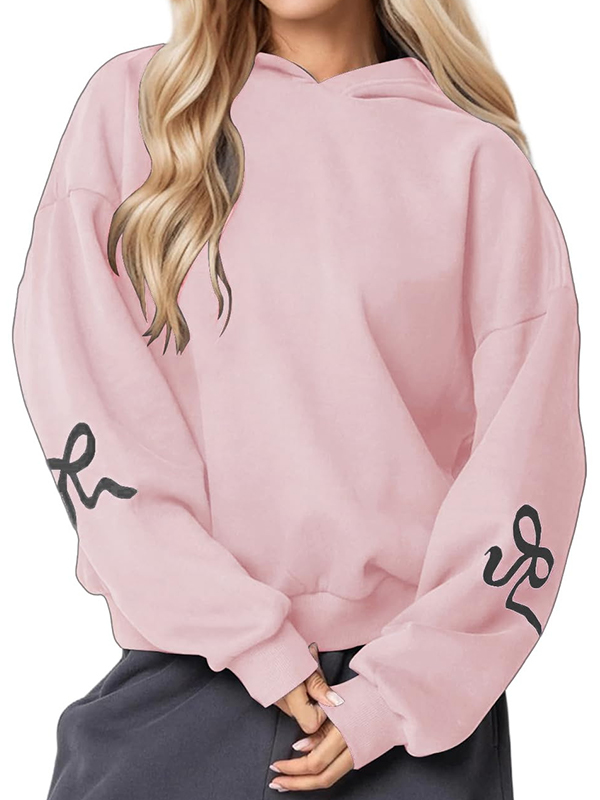 EMMIOL Bowknot Print Loose Sweatshirts
