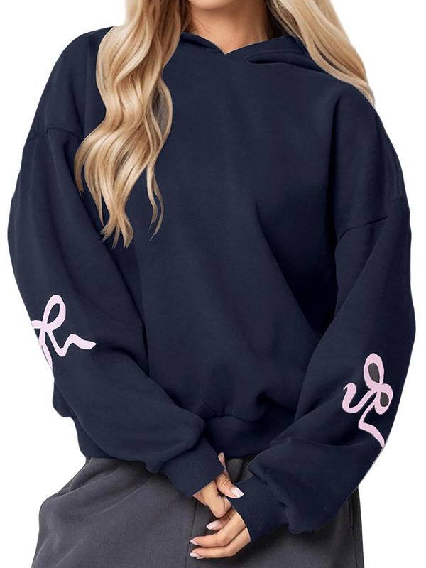 EMMIOL Bowknot Print Loose Sweatshirts