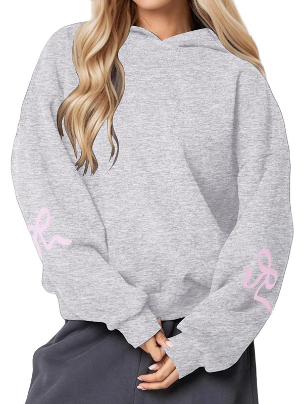 EMMIOL Bowknot Print Loose Sweatshirts