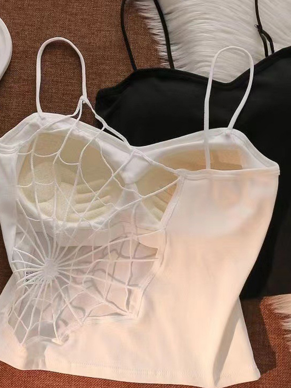 EMMIOL Top de tirantes acolchado con telaraña