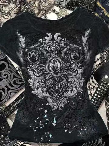 Devil Cross Print Short Sleeve