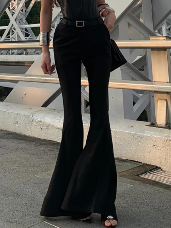 EMMIOL Pantalones casuales ajustados con pierna acampanada