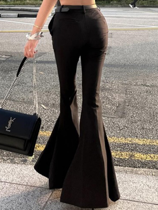EMMIOL Pantalones casuales ajustados con pierna acampanada